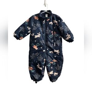 H&M Baby Unisex Water-Repellent Snowsuit Wildlife Print Bunny Squirrel 18 Month
